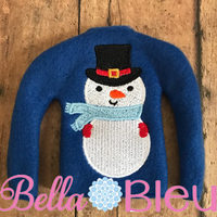 ITH Snowman Frosty Elf sweater shirt machine embroidery design