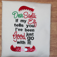 Dear Santa Elf Christmas Saying Reading Pillow Machine Applique Embroidery design