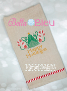 Happy Holidays Retro Sketchy Christmas Tree & Peppermint Sticks Machine Embroidery design