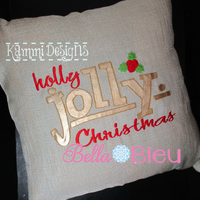 Holly Jolly Christmas with Holly Machine Embroidery Bean Stitch design