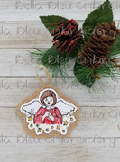 ITH Ornament Angel Girl with Stars Christmas Scribble