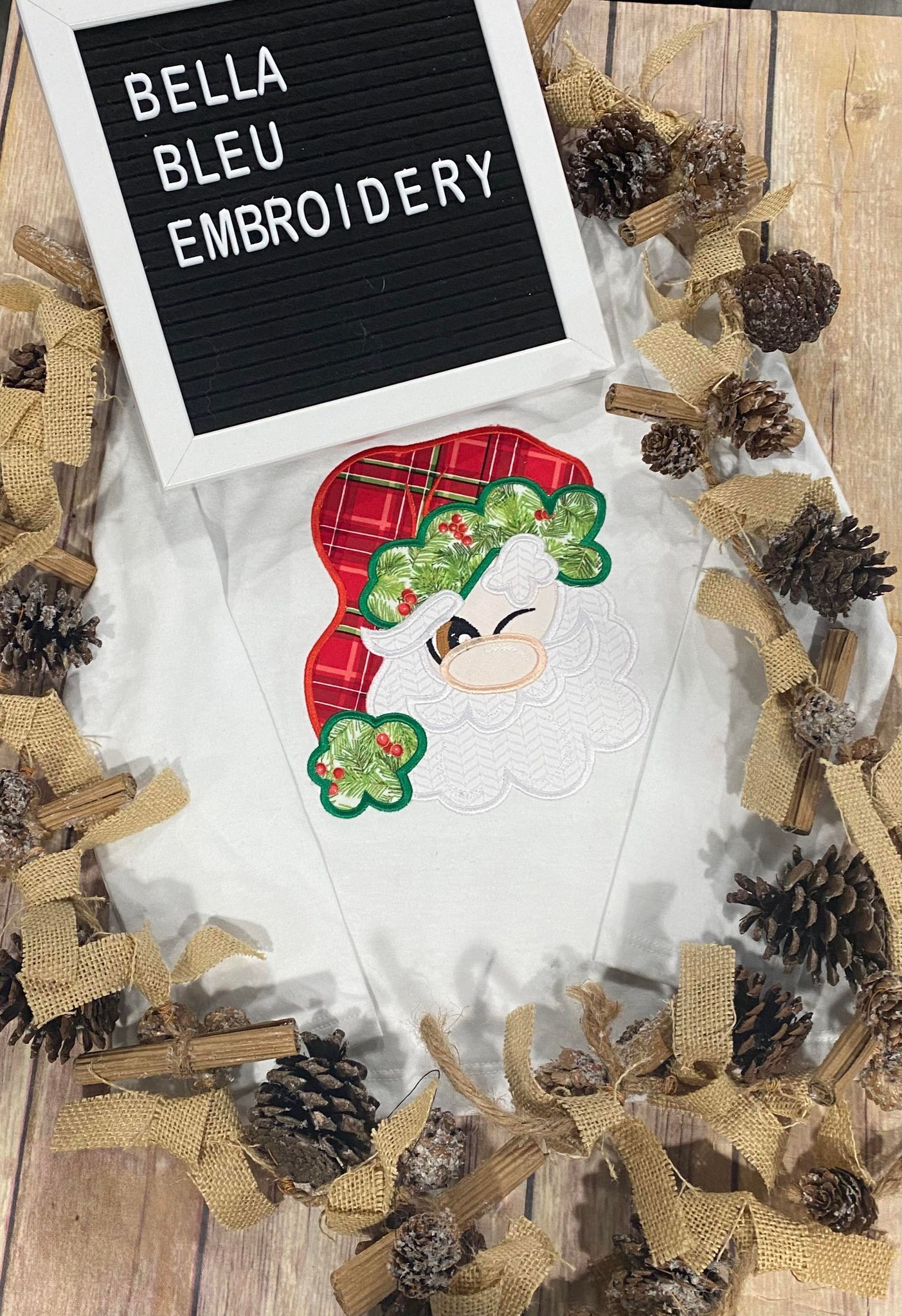 Winking Christmas Santa Applique