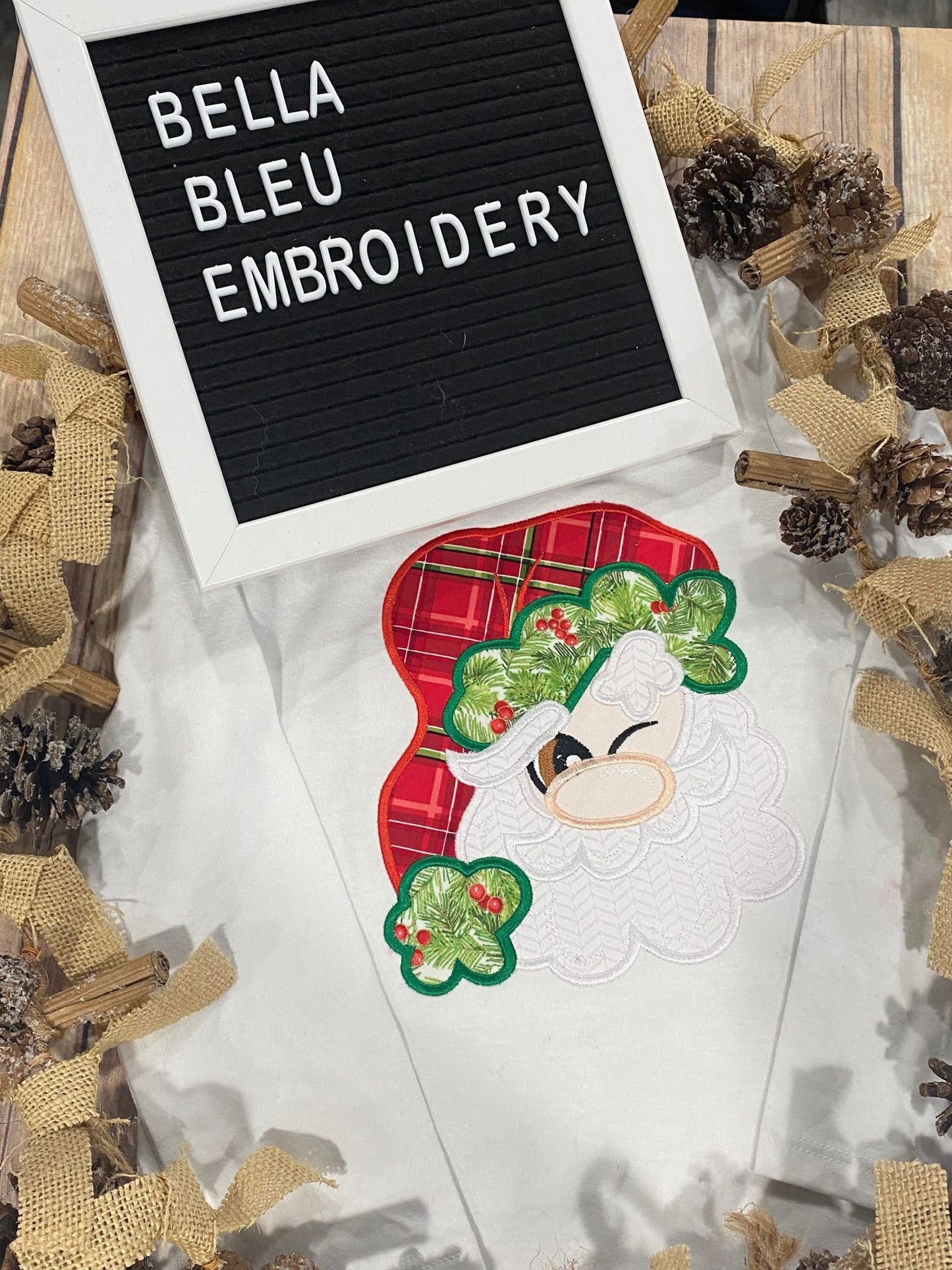 Winking Christmas Santa Applique