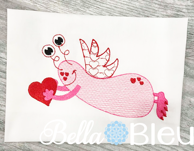 Sketchy Valentines Heart Monster Filled design
