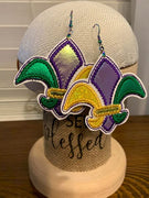 Mardi Gras Fleur de Lis Earrings ITH