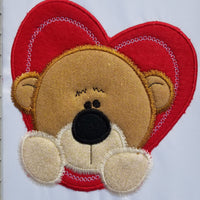 Valentines Teddy Bear with Heart Applique