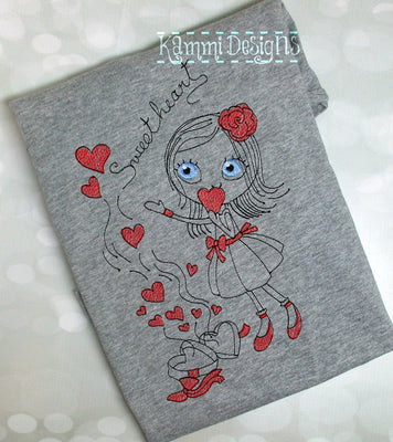 Sweetheart Sketchy Valentines Heart Machine Embroidery Design