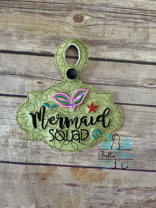 Mermaid Squad Applique Saying ITH  Bag Tag fob