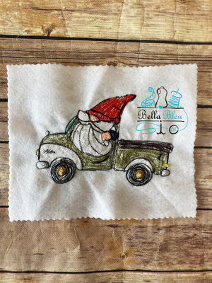 Vintage Truck with Gnome Scribble Sketchy