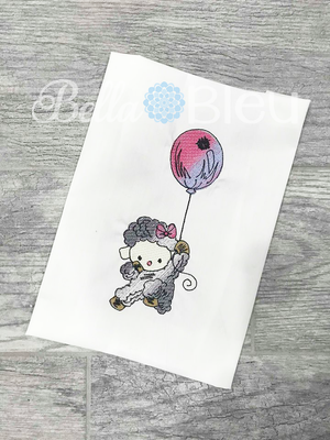 Baby Lamb Sheep with Balloon Sketchy Color Blend design