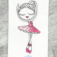 Ballerina Ballet Sketchy Girl Machine Embroidery Design