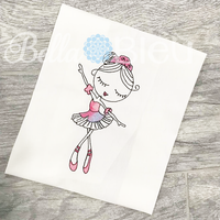 Sketchy Color Blending Ballerina Embroidery Design