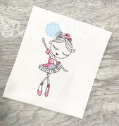 Sketchy Color Blending Ballerina Embroidery Design