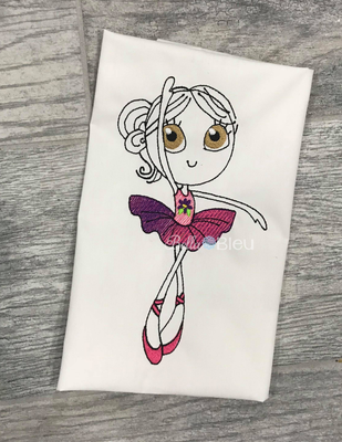 Sketchy Ballerina Ballet Girl Machine embroidery design