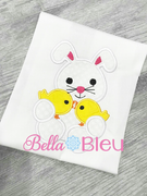 Bunny holding Chicks Applique Embroidery Design