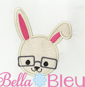 Easter Bunny Wearing Glasses Machine Applique Design SL