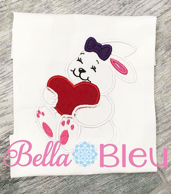 Easter Bunny with Heart Applique Embroidery Design