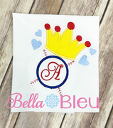 Softball Monogram with Crown Appliqué Embroidery Design