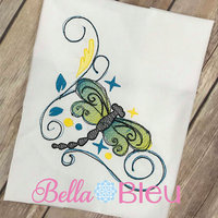 Sketchy Dragonfly Color blend machine embroidery design