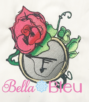 Urban Sketchy Punk Rose and Clock Embroidery Design