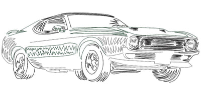 Mustang Fastback muscle Car embroidery design