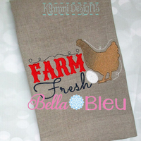 Farm Fresh Chicken Sketchy Kitchen Towel Machine Embroidery design