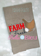 Farm Fresh Chicken Sketchy Kitchen Towel Machine Embroidery design