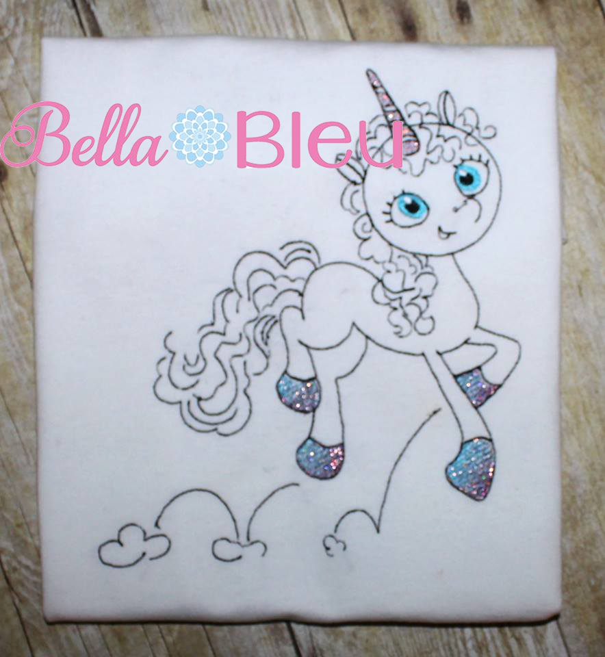 Prancing Unicorn Sketchy Machine Embroidery design