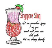Singapore Sling Drink Recipe Scribble Design