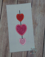 Valentines Hearts on a String Applique Machine Embroidery Design 5x7