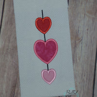 Valentines Hearts on a String Applique Machine Embroidery Design 7x11