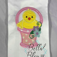 Easter Chick in basket applique Machine Embroidery design