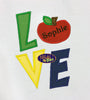 Love School Apples Teacher Applique Embroidery Design
