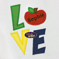 Love School Apples Teacher Applique Embroidery Design