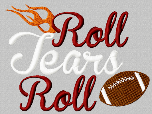 Roll Tears Roll Football filled machine embroidery design