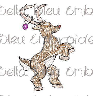 Red Bulbed Rudolph The Christmas Reindeer Scribble