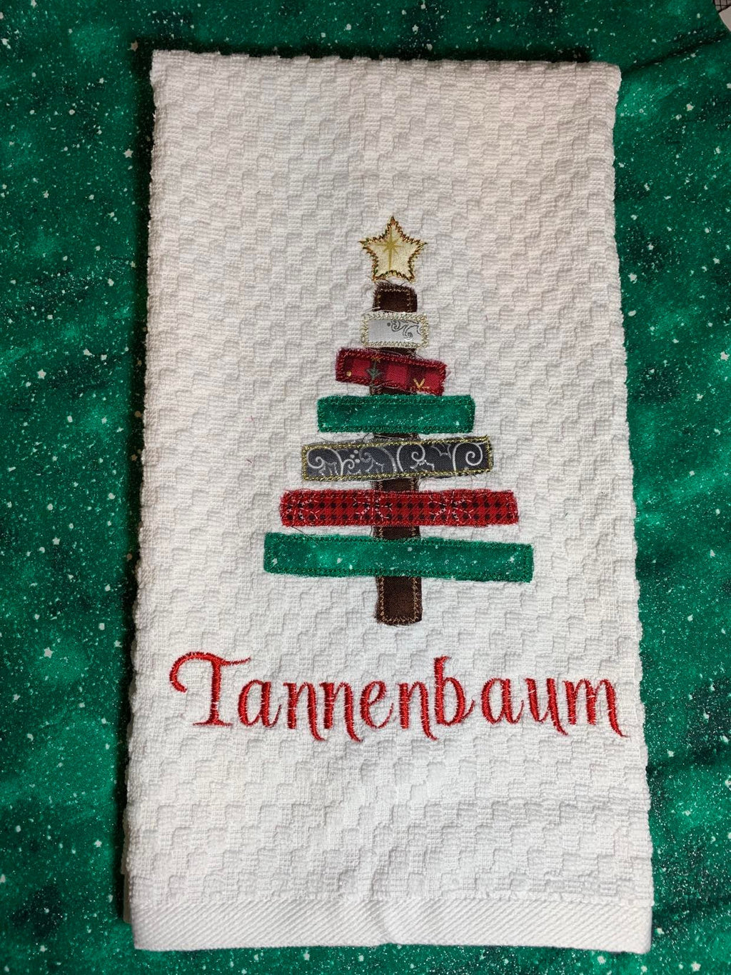 Country Christmas Tree Applique Zig Zag Stitch