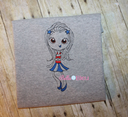 Sketchy 4th of July Miss America Machine Embroidery design