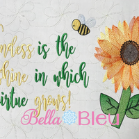 Kindness & Virtue with Sunflower Saying Machine Embroidery design