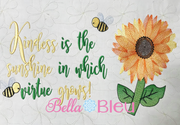 Kindness & Virtue with Sunflower Saying Machine Embroidery design