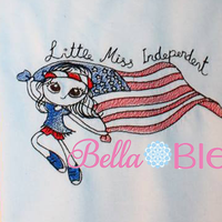 Sketchy Little Miss Independent 4th of July Girl Machine embroidery design
