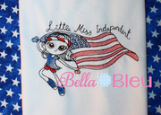 Sketchy Little Miss Independent 4th of July Girl Machine embroidery design