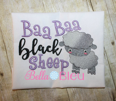 Baa Baa Black Sheep Nursery Rhymes Sketchy Machine Embroidery design