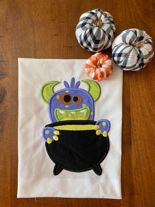 Monster with Caldron Applique Halloween design