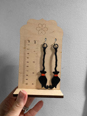 Witches Broom FSL Earrings Halloween