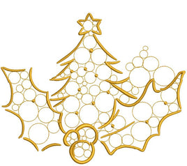 Golden Tree & Holly Christmas Design