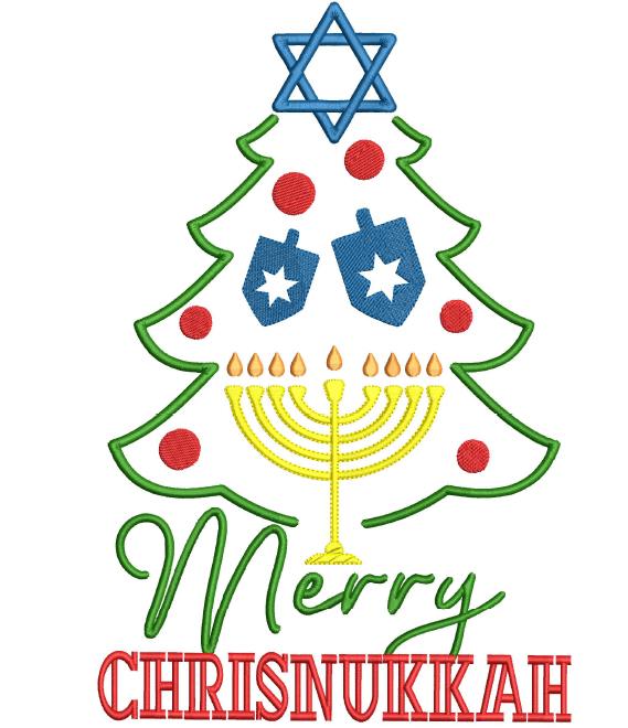 Merry Chrismukkah Hanukkah Christmas Embroidery design