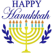 Happy Hanukkah with Menorah Embroidery design