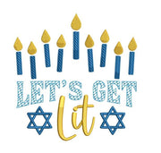 Let's Get Lit Hanukkah Embroidery design