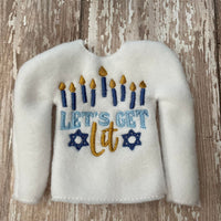 Let's Get Lit Hanukkah ITH Elf Sweater Shirt